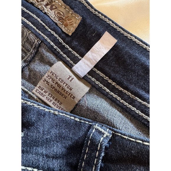 GIVE ME‎ 5IVE Jeans Women's Size 11 Stretch Blue Denim Jeans Rhinestone Studded - Picture 6 of 13